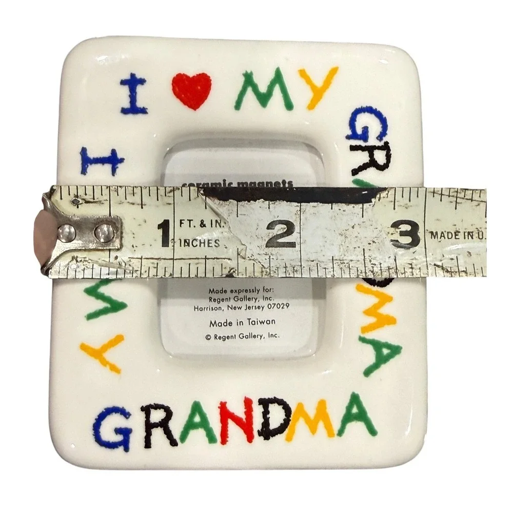 Vintage I Love My Grandma Grandpa Ceramic Magnet Picture Frames Set Pair Taiwan